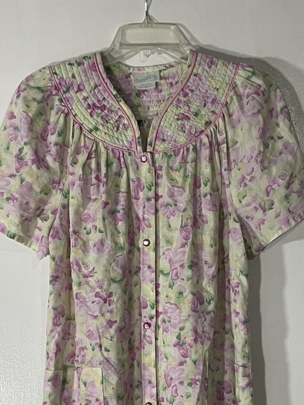 Sweet Cream Women’s Vintage Floral Housecoat Snap Front Short Sleeve Size Small